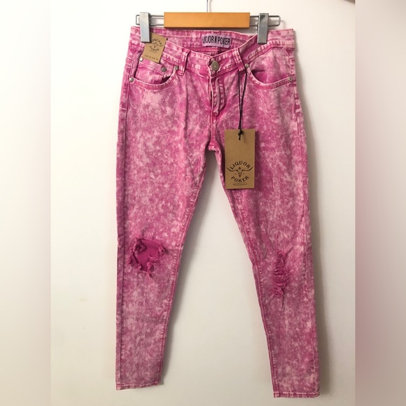 LIQUOR N POKER pink pencil jeans - Picture 1 of 5